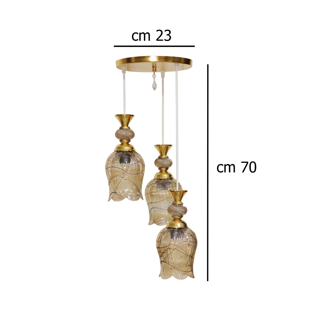 Goudkleurige kristallen cluster hanglamp