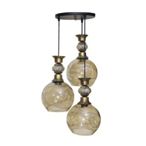 Olijfgroene kristallen cluster hanglamp – Ronde vorm