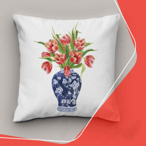 Fluwelen kussenhoes met elegant vaaspatroon – Tijdloze huisdecoratie (2x)