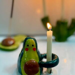 Keramische Kaarshouder – Avocado Stijl – Groen
