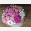 Decoratieve Kaars Bloemen Doos met Bloemenontwerp in Roze