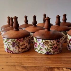 Decoratieve Keramische Suikerpot met Houten Deksel voor Klassiek Huisdecor