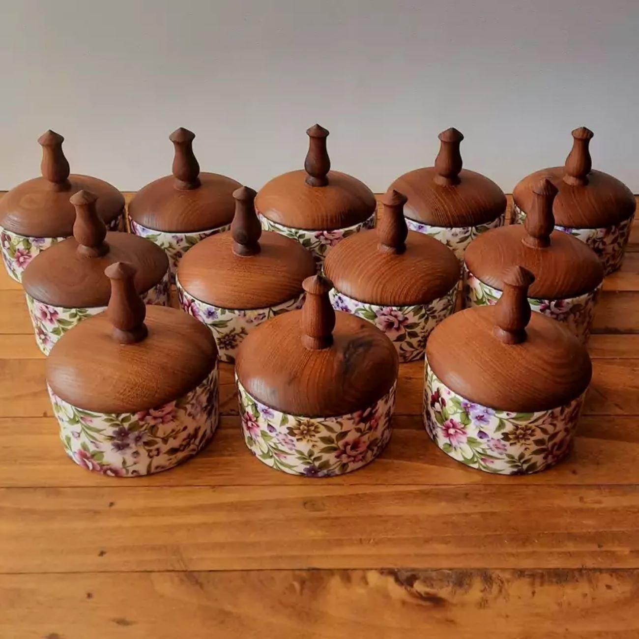 Decoratieve Keramische Suikerpot met Houten Deksel voor Klassiek Huisdecor