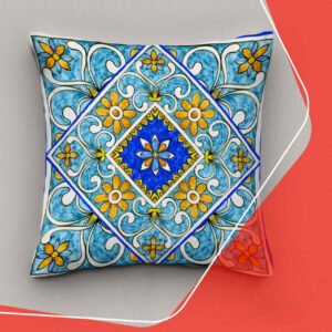Fluwelen kussenhoes met blauw majolica design (2x)