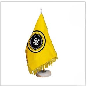 Bureauvlag van Sepahan Voetbalteam met Stenen Basis Geschikt voor Fans Geel