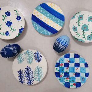Haft Seen Set met Bloempatroon – Blauw Nowruz (Set van 7)