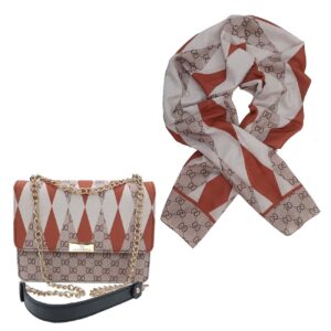 Crème Schoudertas met Ketting & Bijpassende Sjaal