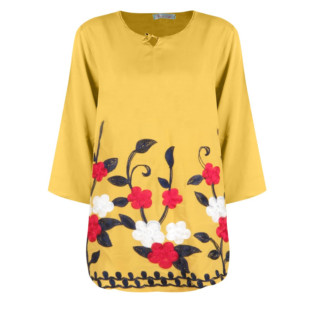 Geborduurde Damesblouse Mosterdgeel