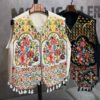 Geborduurd Vest met Bloemen & Vogels – Wit