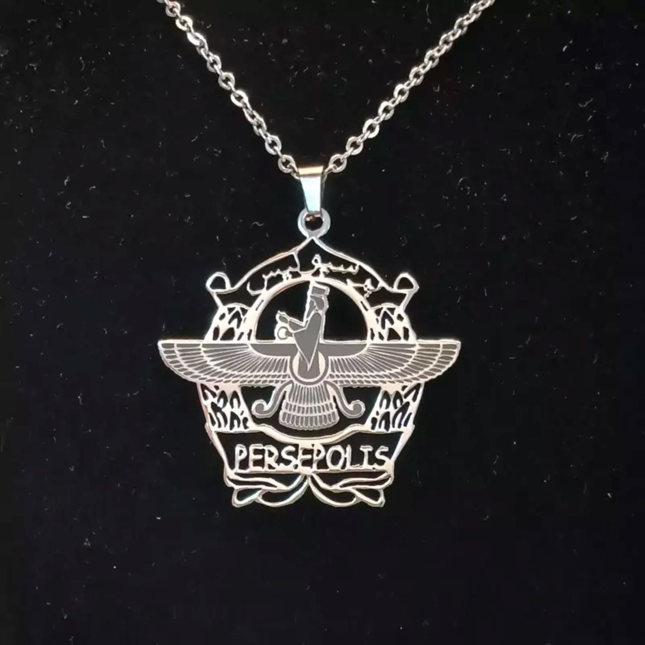 Faravahar en Persepolis Ketting RVS