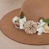 Fedora Chapeau Hoed met Bloemenpatroon – Lichtbruin