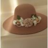 Fedora Chapeau Hoed met Bloemenpatroon – Lichtbruin
