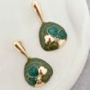 Groene Minakari Bloem Hanger Oorbellen