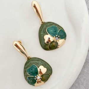 Groene Minakari Bloem Hanger Oorbellen
