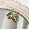 Groene Minakari Bloem Hanger Oorbellen