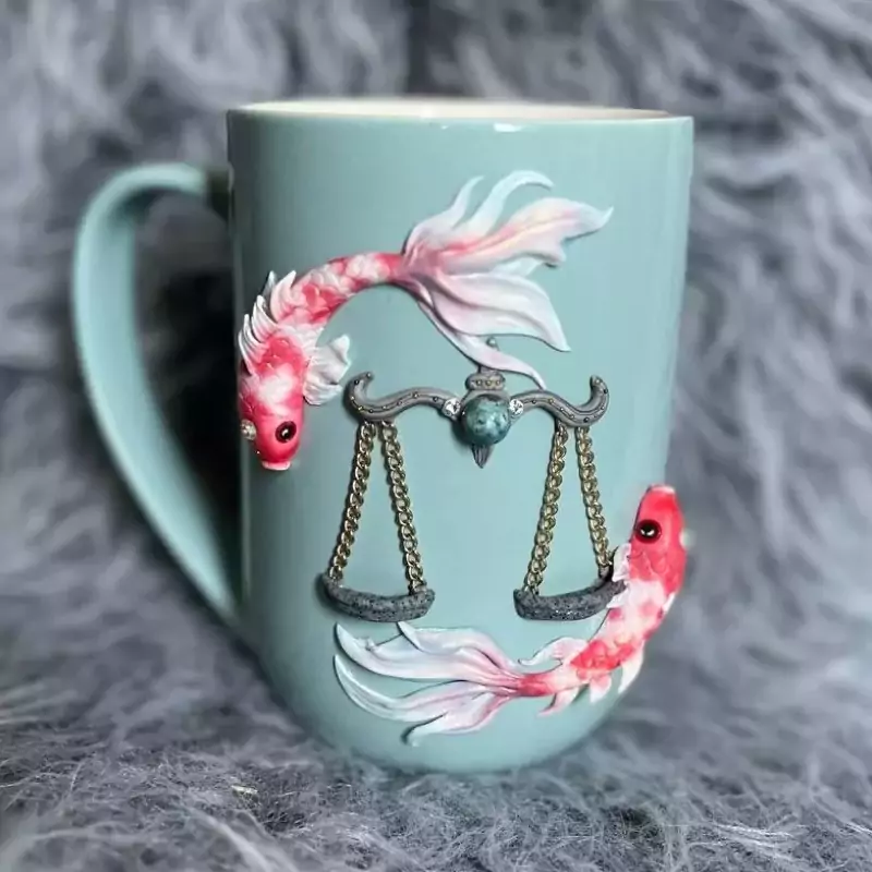 Handgemaakte Keramische Mok met Vissen Symbool