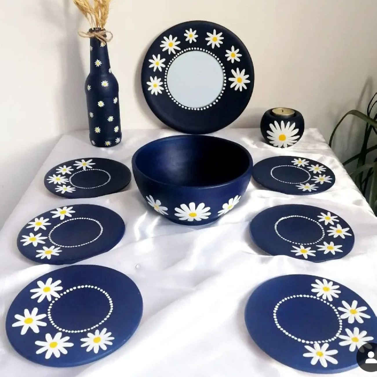 Handgemaakte Haft Seen Set – Kamille Bloempatroon