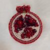 Handgemaakte Granaatappel Broche Pin in Leer & Kralen