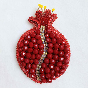 Handgemaakte Granaatappel Broche Speld – Rood