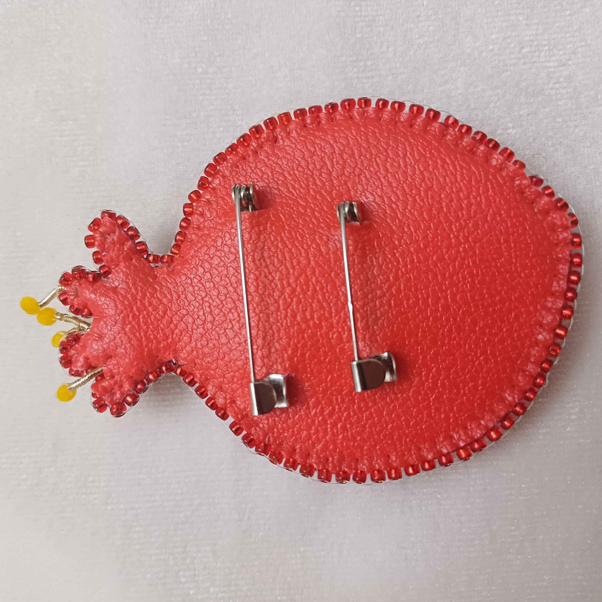 Handgemaakte Granaatappel Broche Speld – Rood