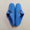 Handgemaakte Blauwe Vilten Pantoffels – Rijgsteek