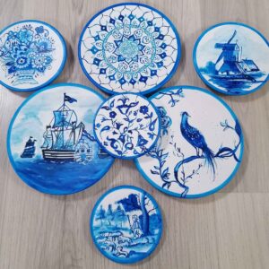 Handgemaakte Haft Seen Set – Geometrisch & Vogel Groen