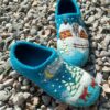 Handgemaakte Blauwe Vilten Pantoffels met Winterpatroon