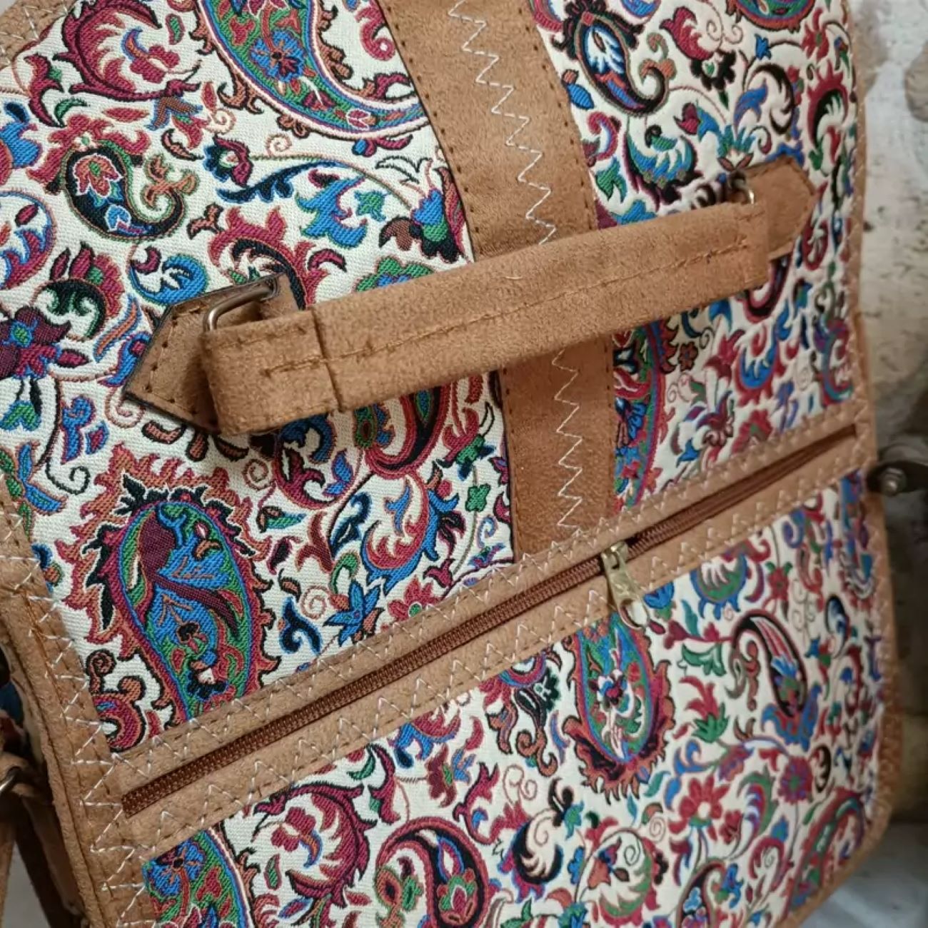 Handgemaakte Termeh Crossbody Tas met Paisley Patroon