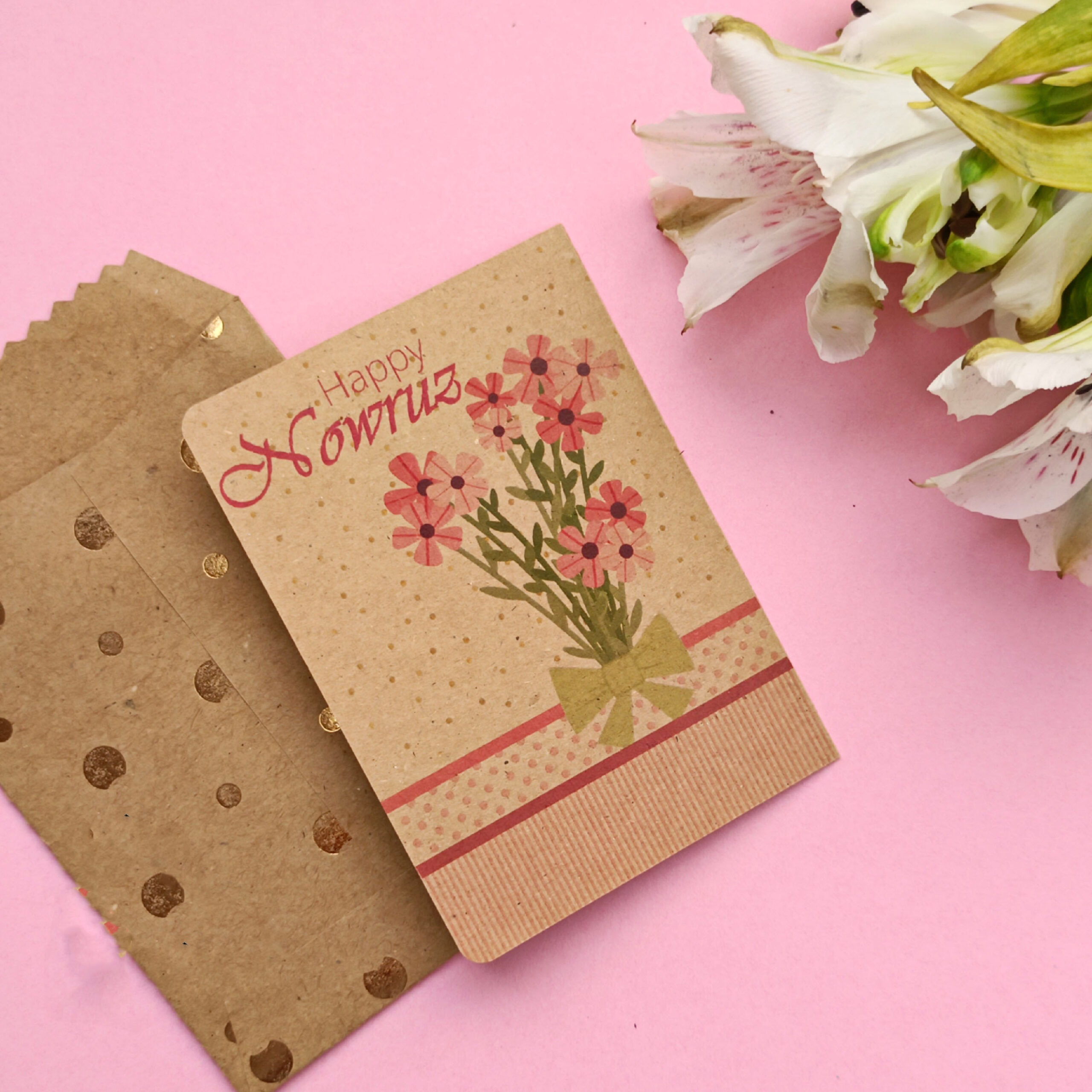 Nowruz Wenskaart – Handgetekend Bos op Kraftpapier