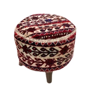 Luxe Kilim-poef met Perzisch ontwerp – Crème poef