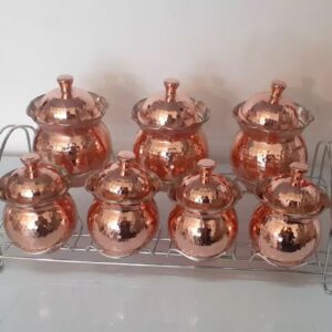 Nano-Coated Koperen Opslagpotten met Metalen Standaard (7 Stuks)
