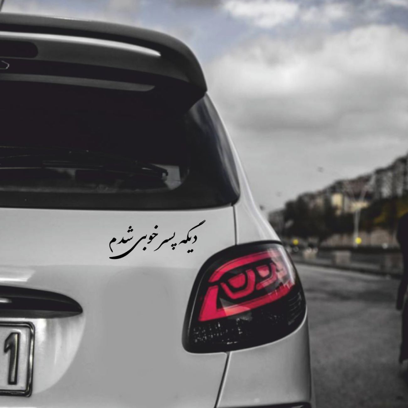 Perzische kalligrafie autosticker – grappige zin (3 stuks)