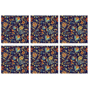 Perzische Placemats – Blauw Bloemenpatroon (Set van 6)