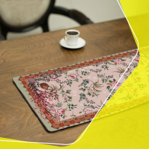 Perzisch Geïnspireerde Licht Roze Fluwelen Tafel Loper