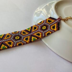 Perzische geometrische geweven kralenarmband voor dames
