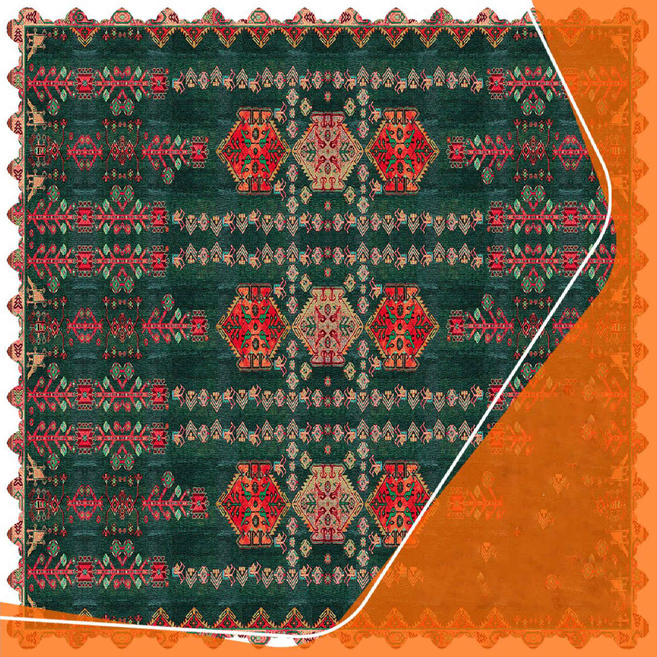 Fluwelen Tafelkleed Geometrisch – Groen