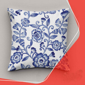 Fluwelen kussenhoes with ingewikkeld groot bloemmotief (2x)