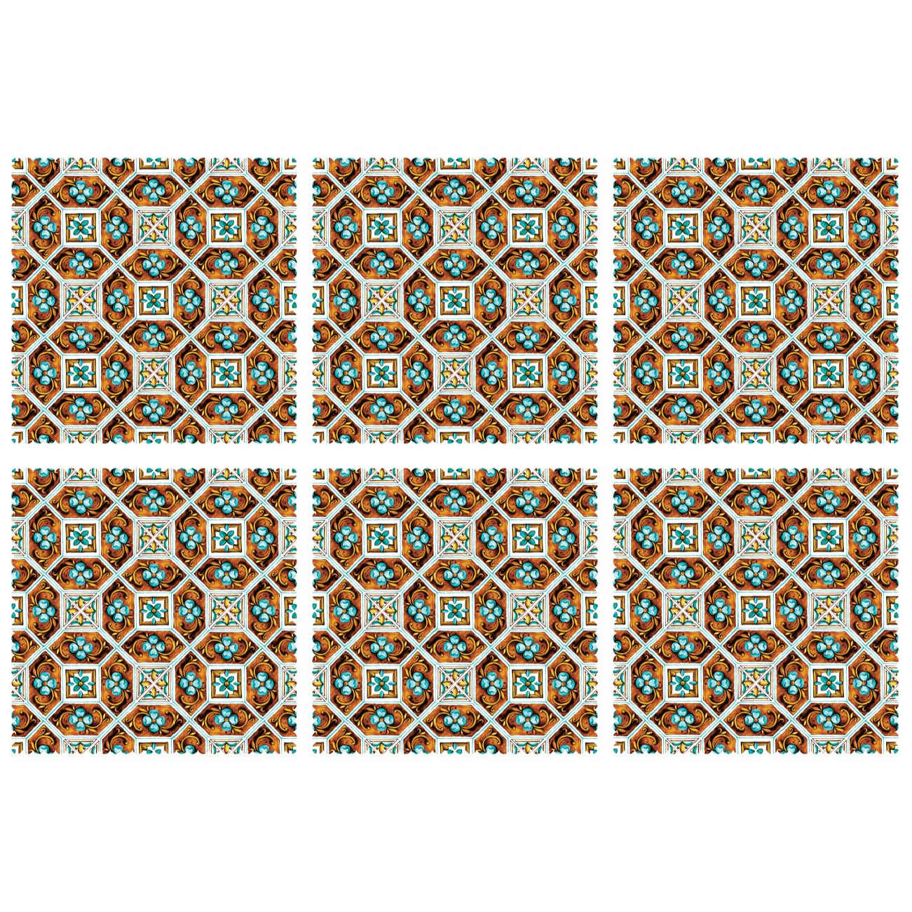 Perzische Placemat met Geometrisch Bloemenpatroon (Set van 6)
