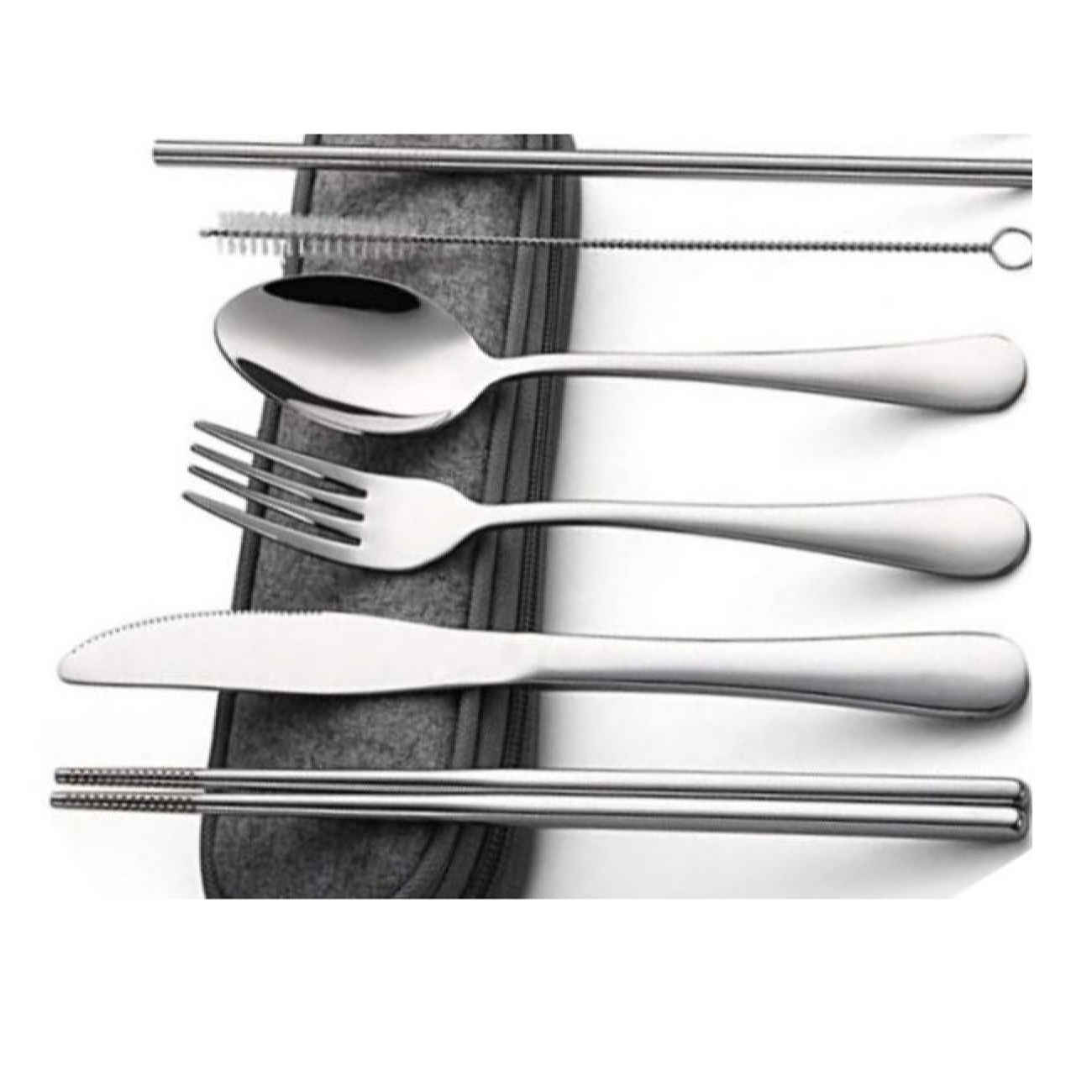 Duurzame Kampeer Servies & Bestek Set Zilver