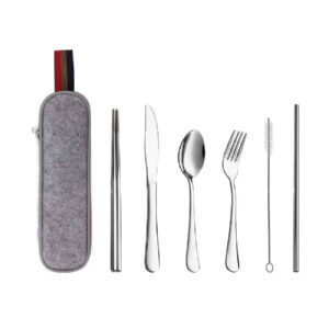 Duurzame Kampeer Servies & Bestek Set Zilver
