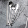 Duurzame Kampeer Servies & Bestek Set Zilver