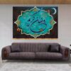 Ramadan Wandtapijt – Feestelijke Islamitische Vlag – Blauw
