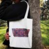 Herbruikbare Tote Bag Beige Canvas Shopper – met Traditioneel Ontwerp
