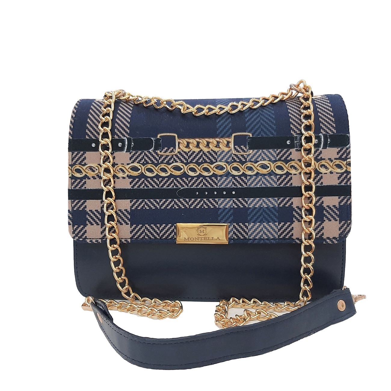 Chique Set: Donkerblauwe Schoudertas & Bijpassende Sjaal