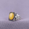 Herenring Zilver met Sharaf al-Shams – Gele Agaat
