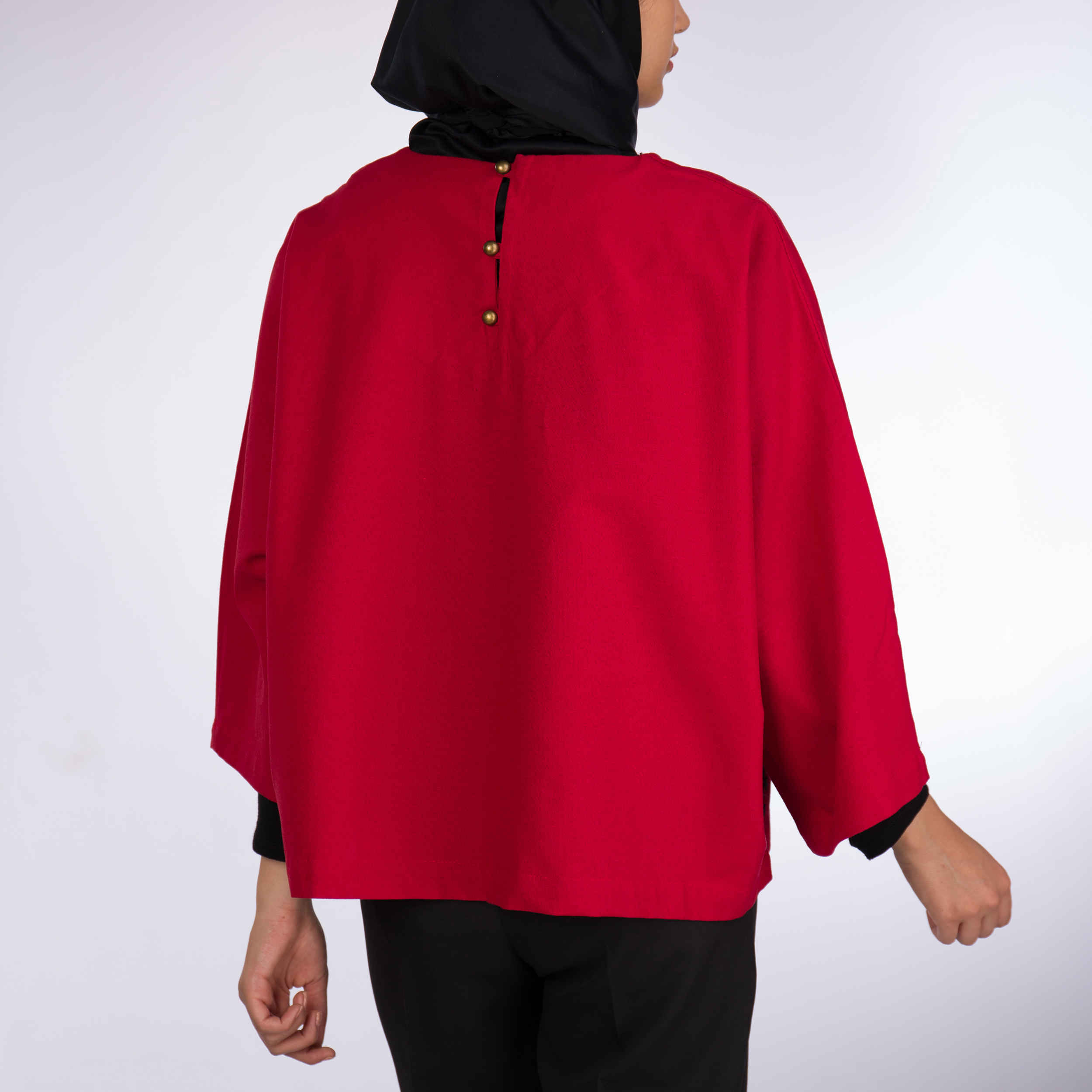 Damesblouse met Driekwartmouwen – Rood Linnen