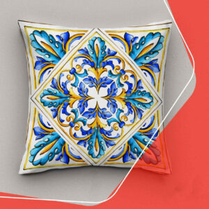 Blauwe abstracte kussenhoezen: Italiaanse majolica (Set van 2)