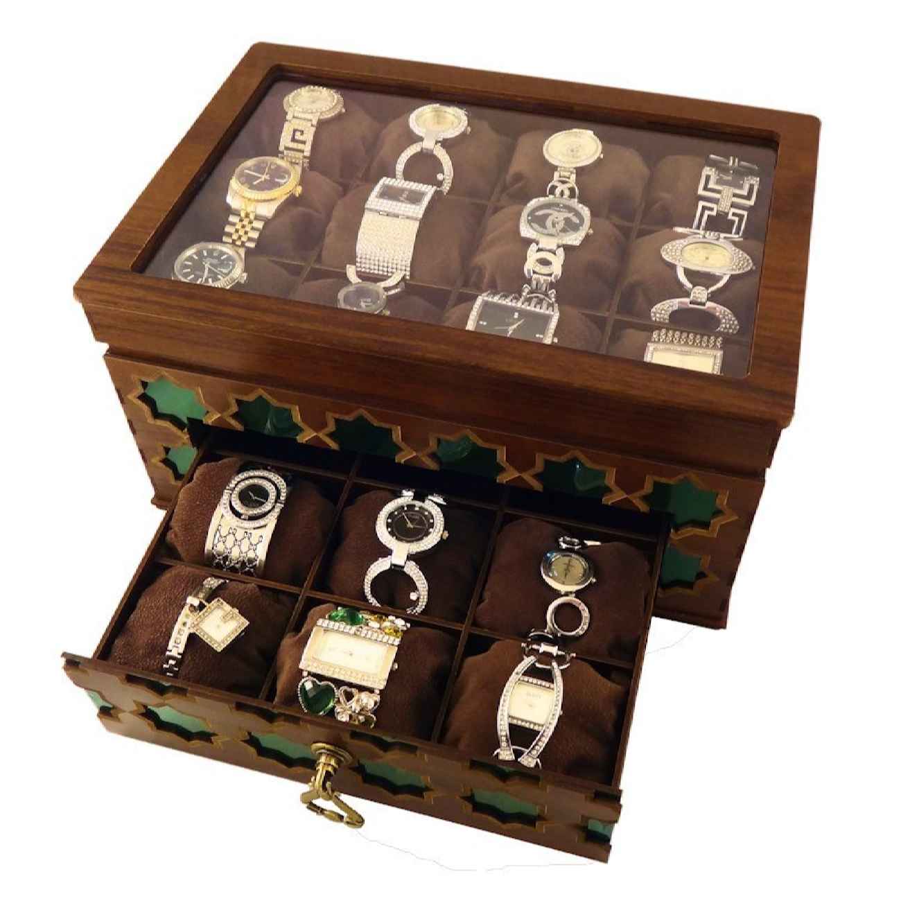 Gelaagde Houten Horloge Organizer