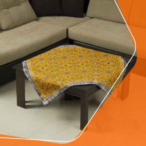 Geel Fluwelen Tafelkleed – Geometrisch & Bloemen
