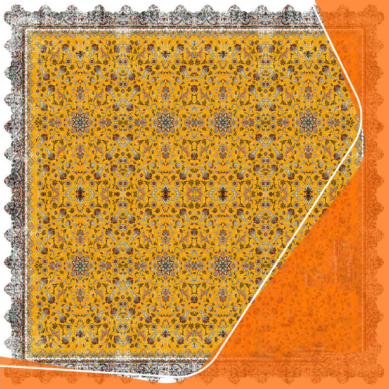Geel Fluwelen Tafelkleed – Geometrisch & Bloemen